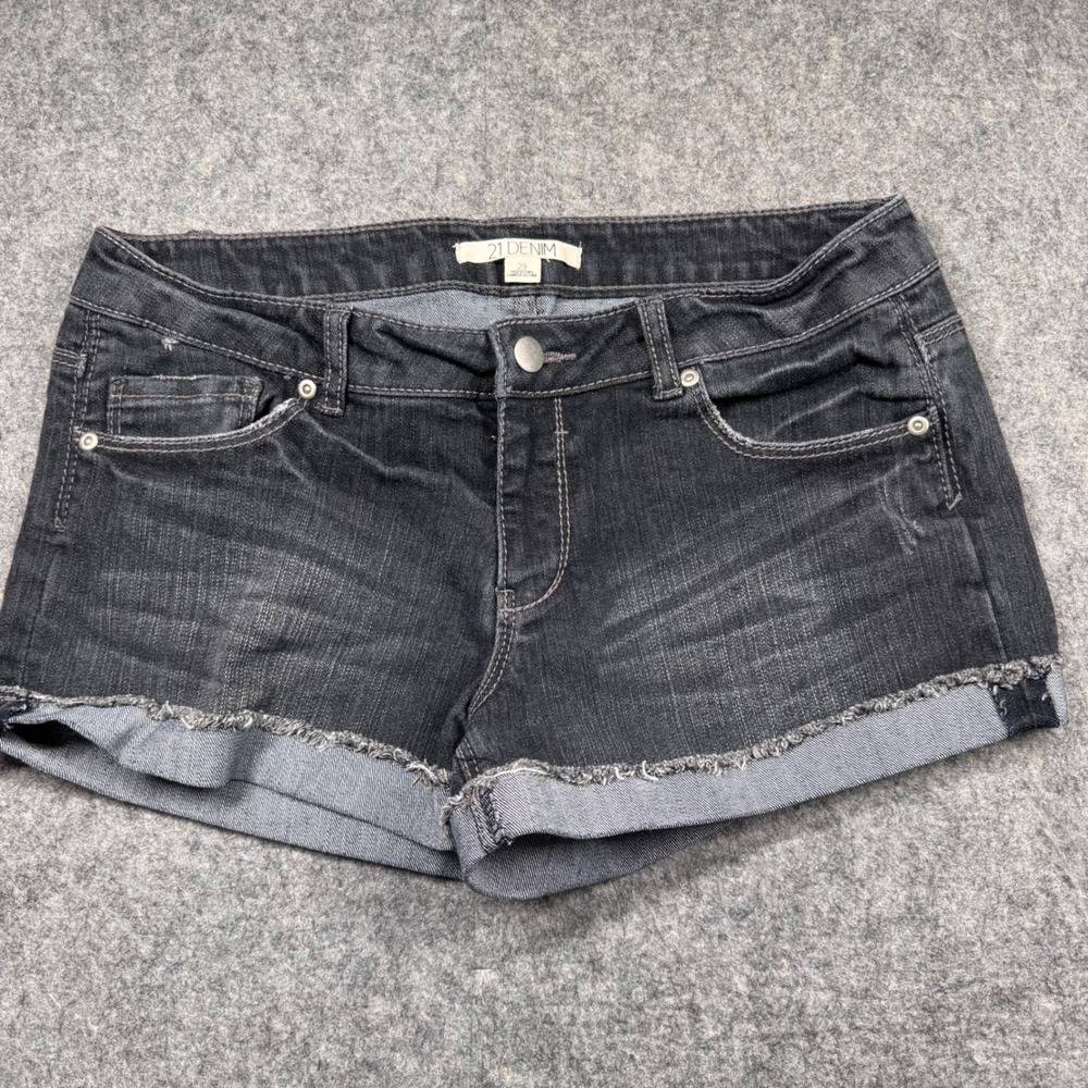 21 Denim Forever 21 Black Cuffed Raw Hem Jean Shorts Size 29 FTP15890F3